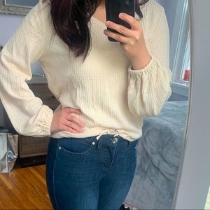 LC Lauren Conrad long-sleeve cream top